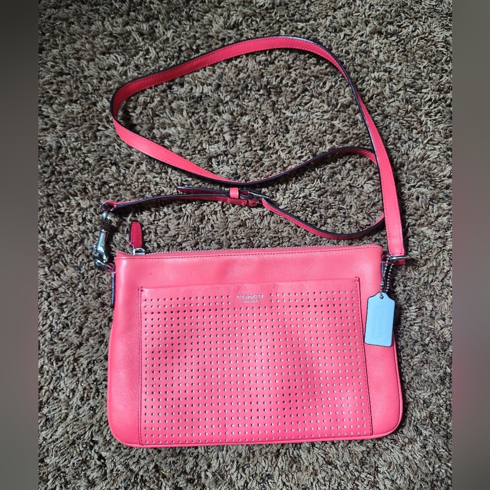 Coach Perforated Crossbody bag in Watermelon EUC